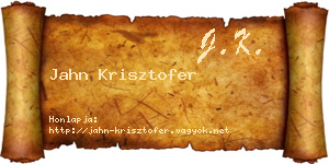 Jahn Krisztofer névjegykártya